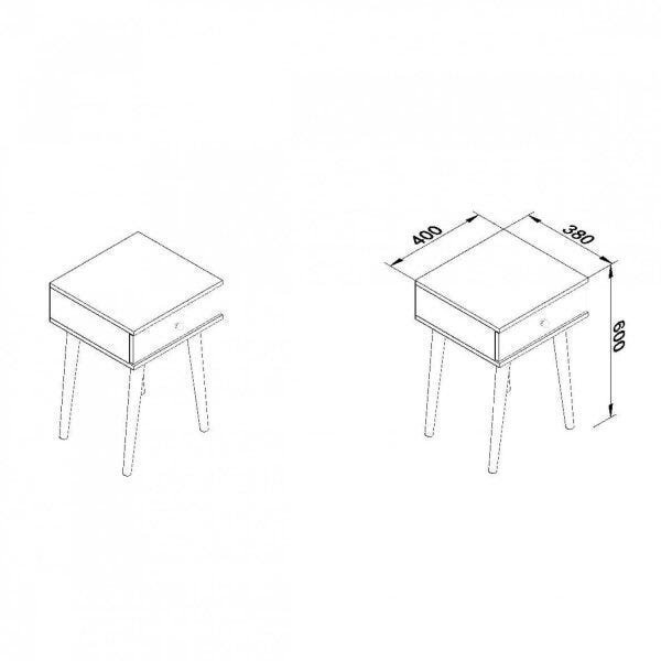 Encontraproduto.com.br - Mesa Lateral 1 Gaveta com Pés de Madeira Retrô - Rústico
