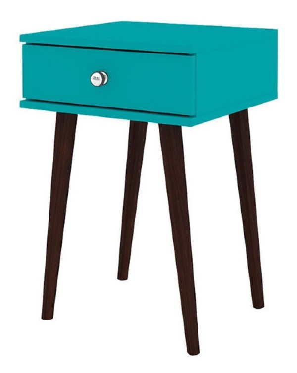 Mesa Lateral Retrô 1 Gaveta Movelbento Turquesa