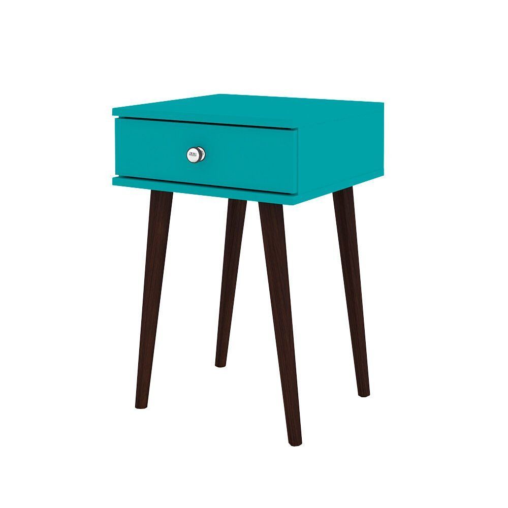 Encontraproduto.com.br - Mesa Lateral Retrô 1 Gaveta Movelbento Turquesa