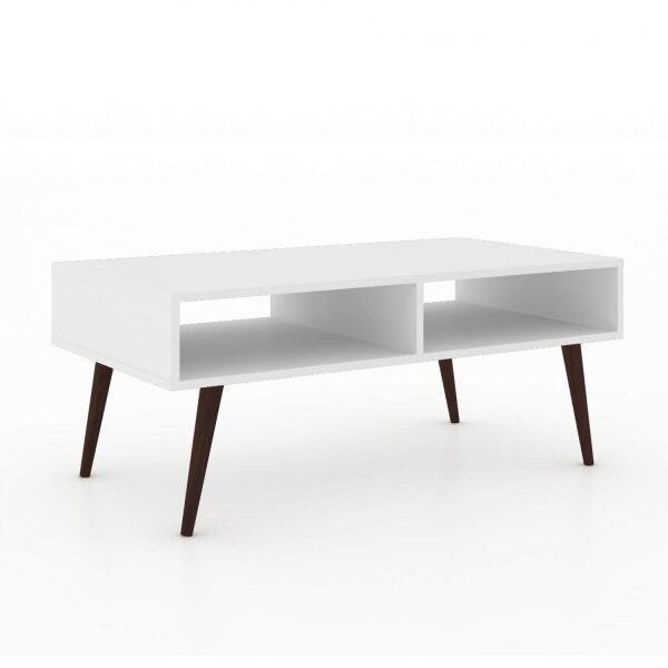 Encontraproduto.com.br - Mesa de Centro 2 Nichos com Pés de Plástico Retrô - Branco