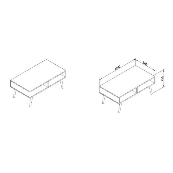 Encontraproduto.com.br - Mesa de Centro 2 Nichos com Pés de Plástico Retrô - Branco