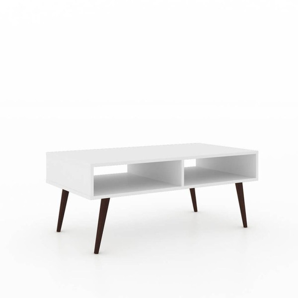 Encontraproduto.com.br - Mesa de Centro 2 Nichos com Pés de Plástico Retrô - Branco