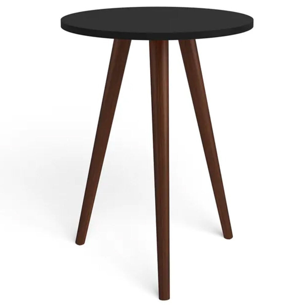Encontraproduto.com.br - Mesa Lateral Redonda com Pés em Madeira Maciça - Preto