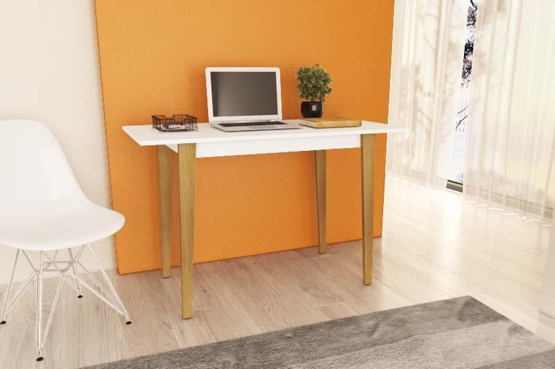 Mesa Para Estudo Computador Notebook Retro Móvel Bento Branco 120x77x60cm