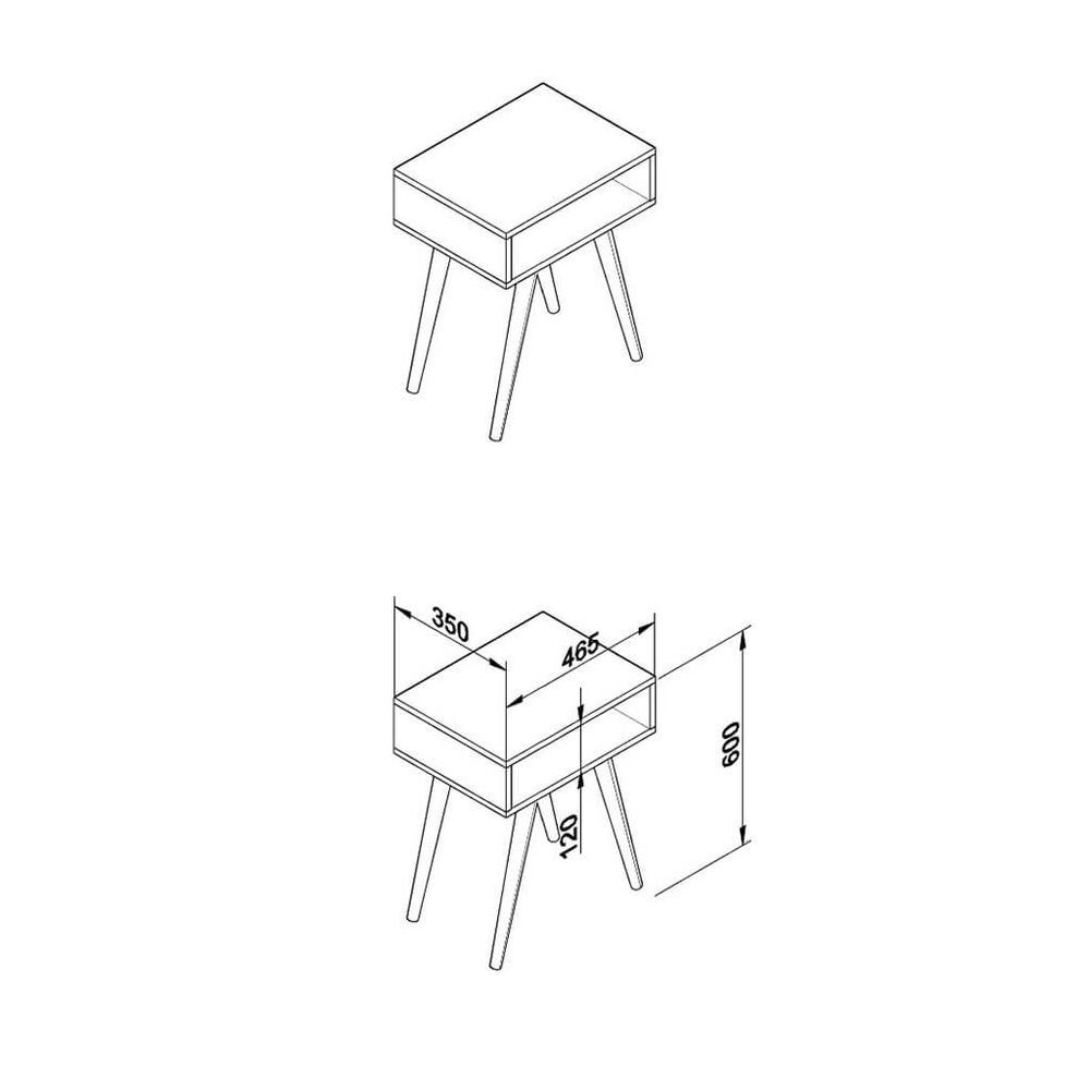 Encontraproduto.com.br - Mesa de Canto Retrô 1 Nicho Aberto com Pés em Madeira - Preta