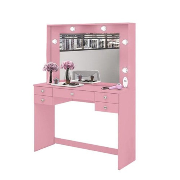 Encontraproduto.com.br - Penteadeira Camarim Movelbento Espelho Rosa