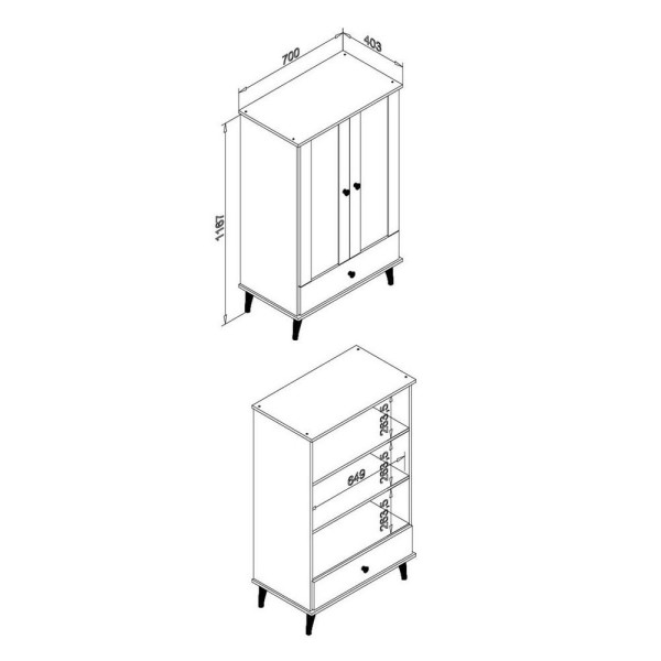Encontraproduto.com.br - Cristaleira Retrô com 2 Portas de Vidro - Off White