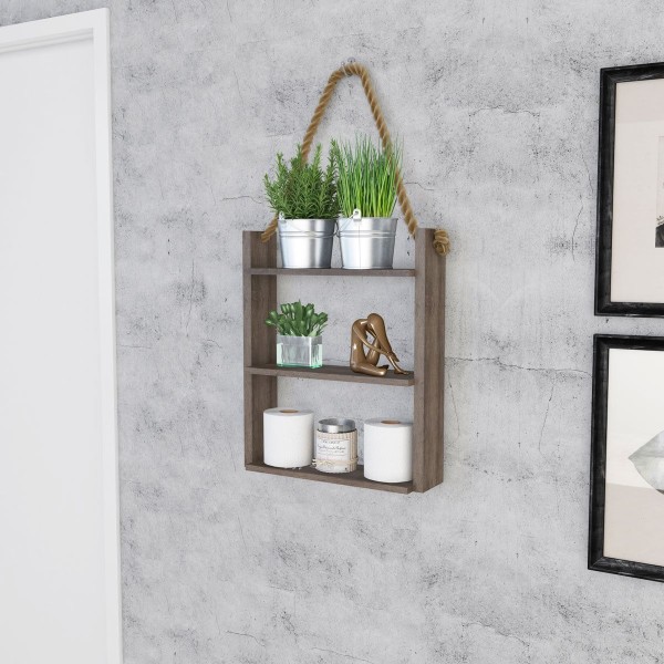 Encontraproduto.com.br - Prateleira Decorativa com Corda de Sisal - Rústico