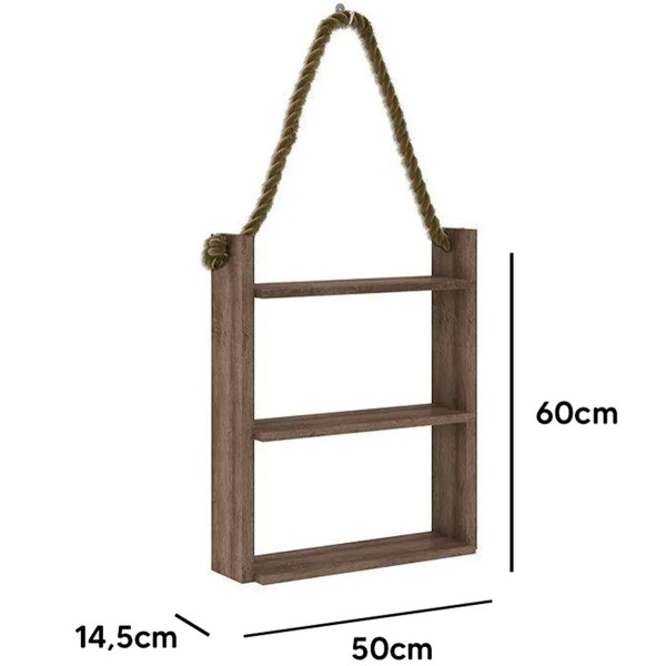 Encontraproduto.com.br - Prateleira Decorativa com Corda de Sisal - Rústico