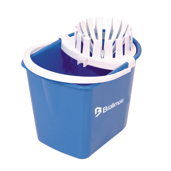 Encontraproduto.com.br - Balde Mopinho Azul com Espremedor Bralimpia 12L