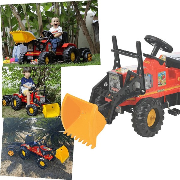 Encontraproduto.com.br - Trator P/ Criança Farmer Vermelho Com Pá A Pedal Biemme