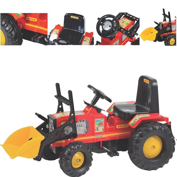 Encontraproduto.com.br - Trator P/ Criança Farmer Vermelho Com Pá A Pedal Biemme