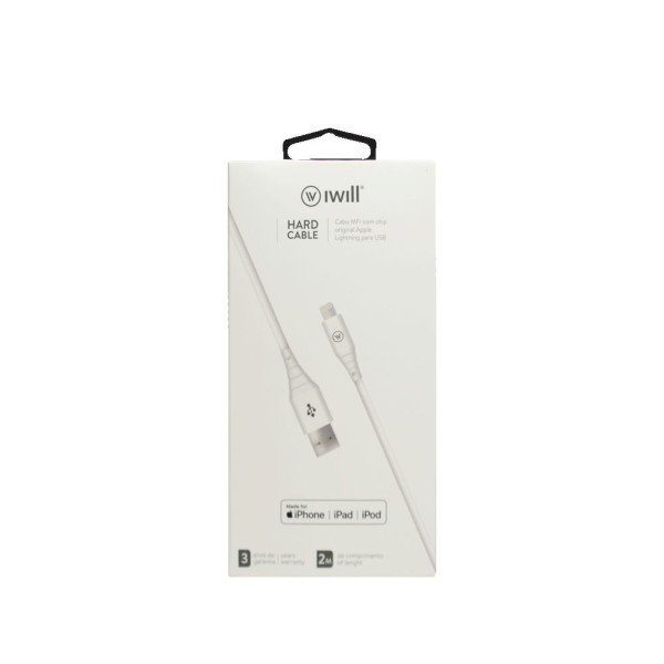 Encontraproduto.com.br - Cabo Mfi Hard Cable Em Tpe 2m Branco