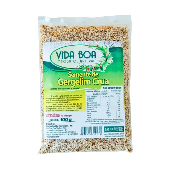 Encontraproduto.com.br - Semente de Gergelim Crua - Vida Boa - 100g