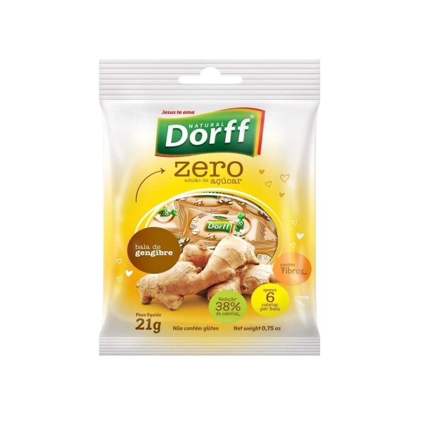 Encontraproduto.com.br - Pacote de Bala de Gengibre Sem Açucar Natural Dorff 21gr