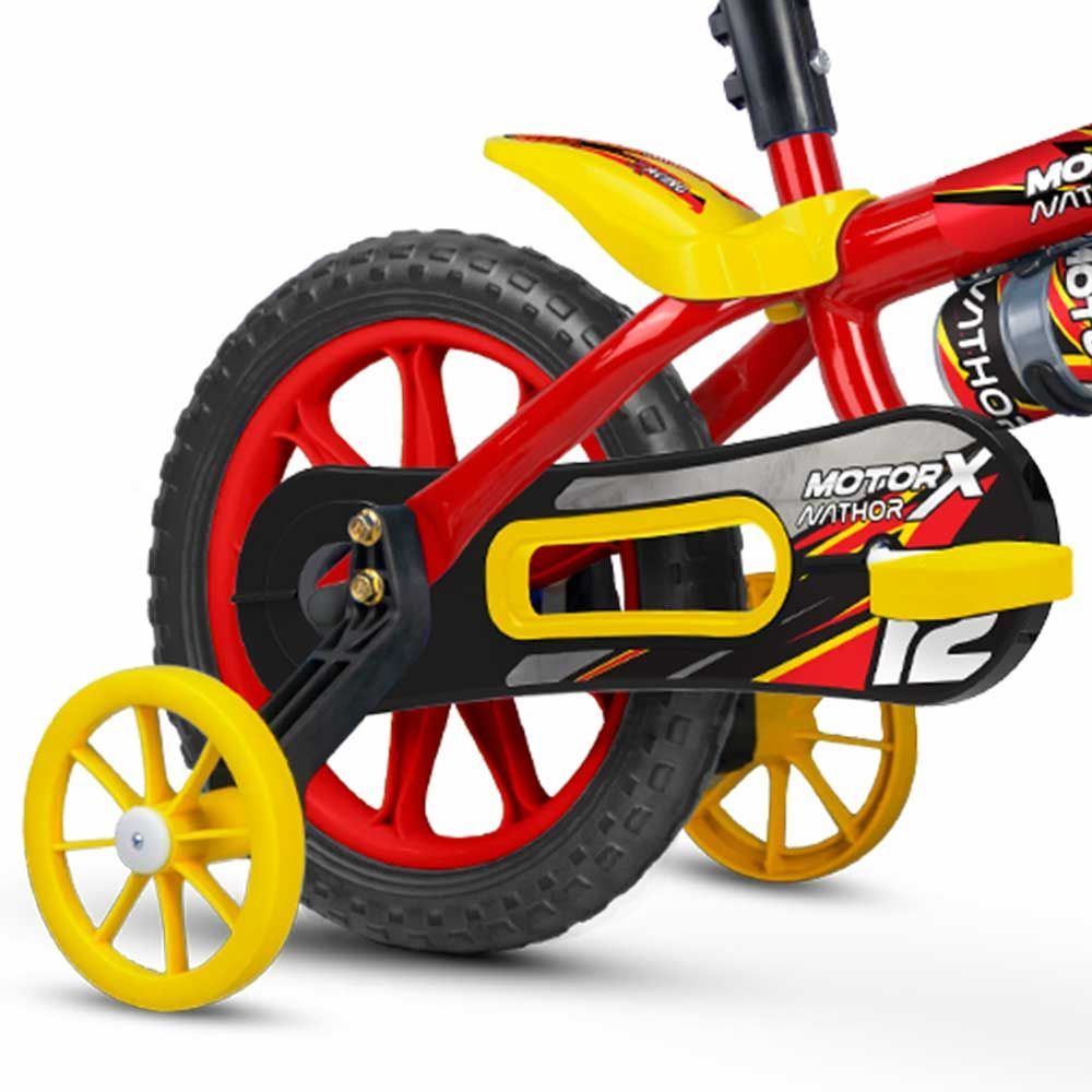 Encontraproduto.com.br - Bicicleta Infantil Com Rodinhas - Aro 12 - Selim Pu - Motor X - Vermelho - Nathor