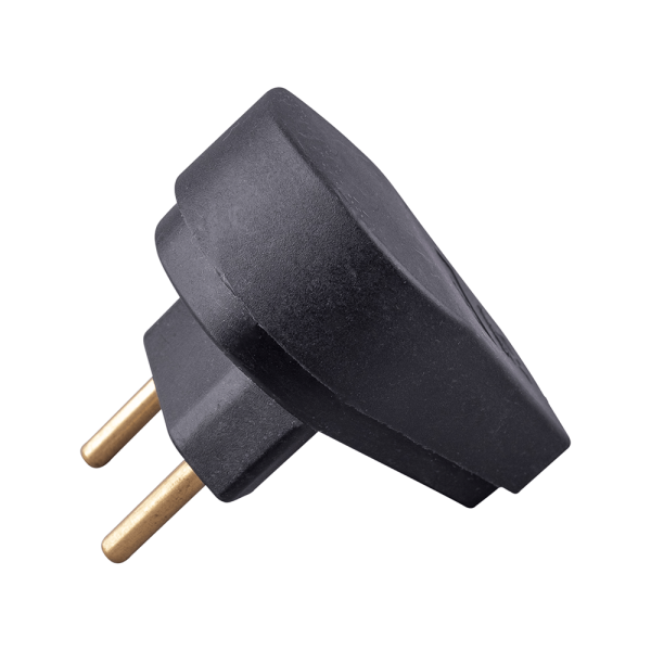 Encontraproduto.com.br - Plugue Macho Angular Ilumi 2 Pinos 10A 250V Preto - 1414