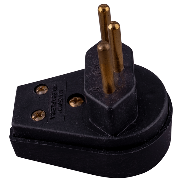 Encontraproduto.com.br - Plugue Macho Angular Ilumi 2 Pinos + Terra 10A 250V Preto - 1418