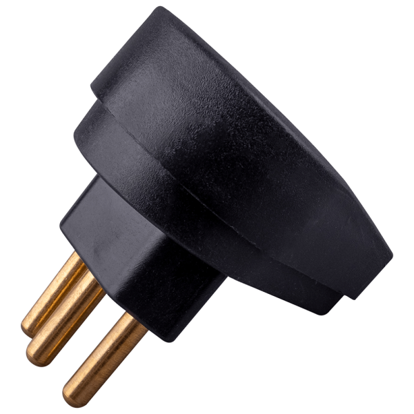 Encontraproduto.com.br - Plugue Macho Angular Ilumi 2 Pinos + Terra 20A 250V Preto - 1419