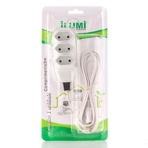 Encontraproduto.com.br - Extensão Ilumi Compact 3 m 250 V Branco