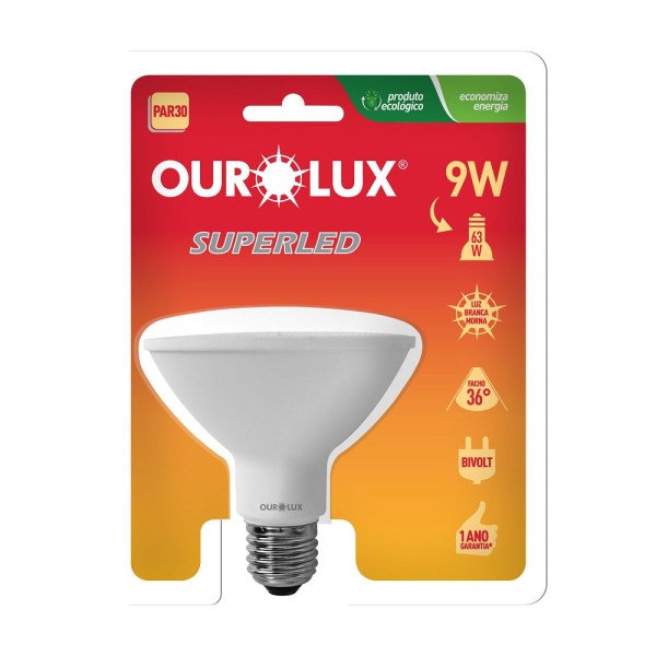 Lâmpada Superled Ourolux Par 30 3000K Bivolt 9W
