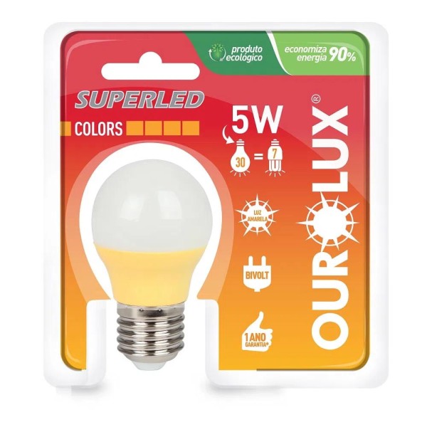 Lâmpada Superled Ourolux S30 Color E27 Amarelo 5W