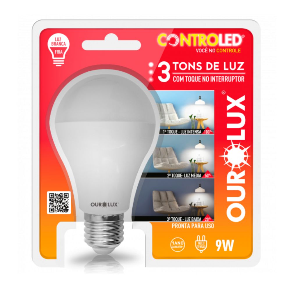 Encontraproduto.com.br - Lâmpada Controled 3 Tons De Luz 9w 6500k Bivolt Ourolux