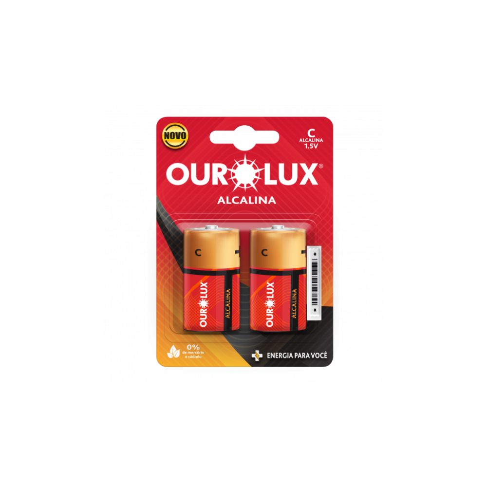 Encontraproduto.com.br - Pilha Alçalina C50  Blister Com 2 Unidades Ourolux
