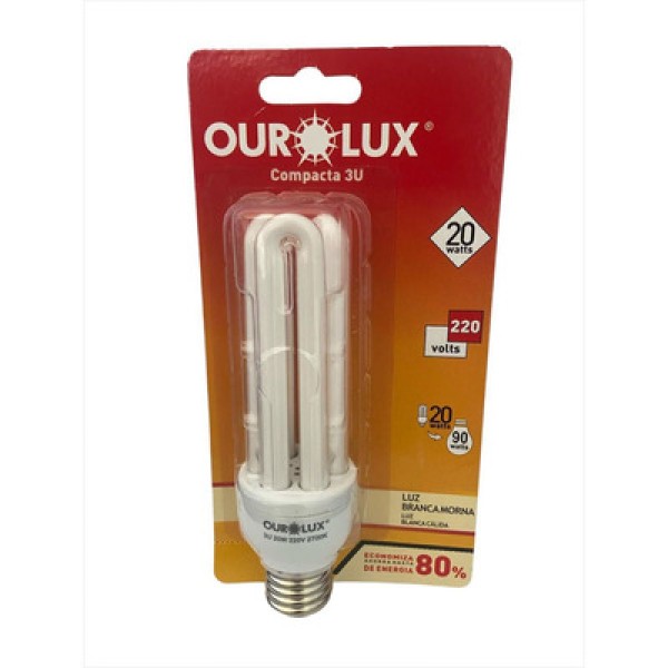 Encontraproduto.com.br - LÃ¢mpada Elétrica Ourolux 3U 20W 220V Branca 6400K