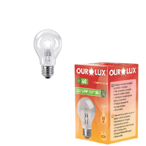 Lâmpada Eco Halógena Clara H60 42w 127v Ourolux