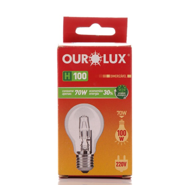 Lâmpada Eco Halógena Clara H100 70w 220v Ourolux
