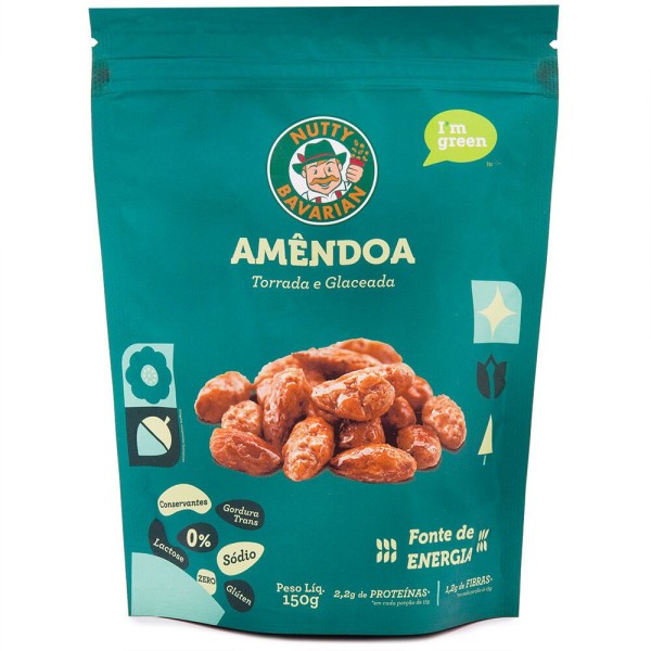 Encontraproduto.com.br - Amêndoa Torrada e Glaceada Nutty Bavarian 150g