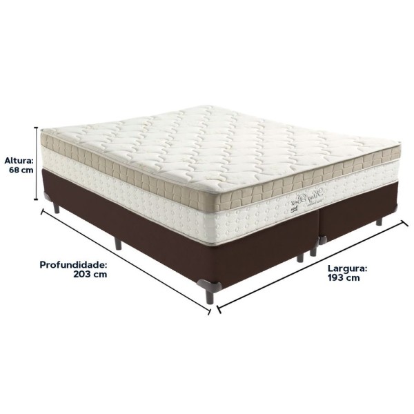 Encontraproduto.com.br - Cama Box Marrom E Colchão King King Best Anjos