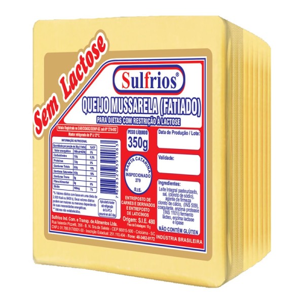 Encontraproduto.com.br - Queijo Mussarela Sulfrios Sem Lactose Fatiado 350g