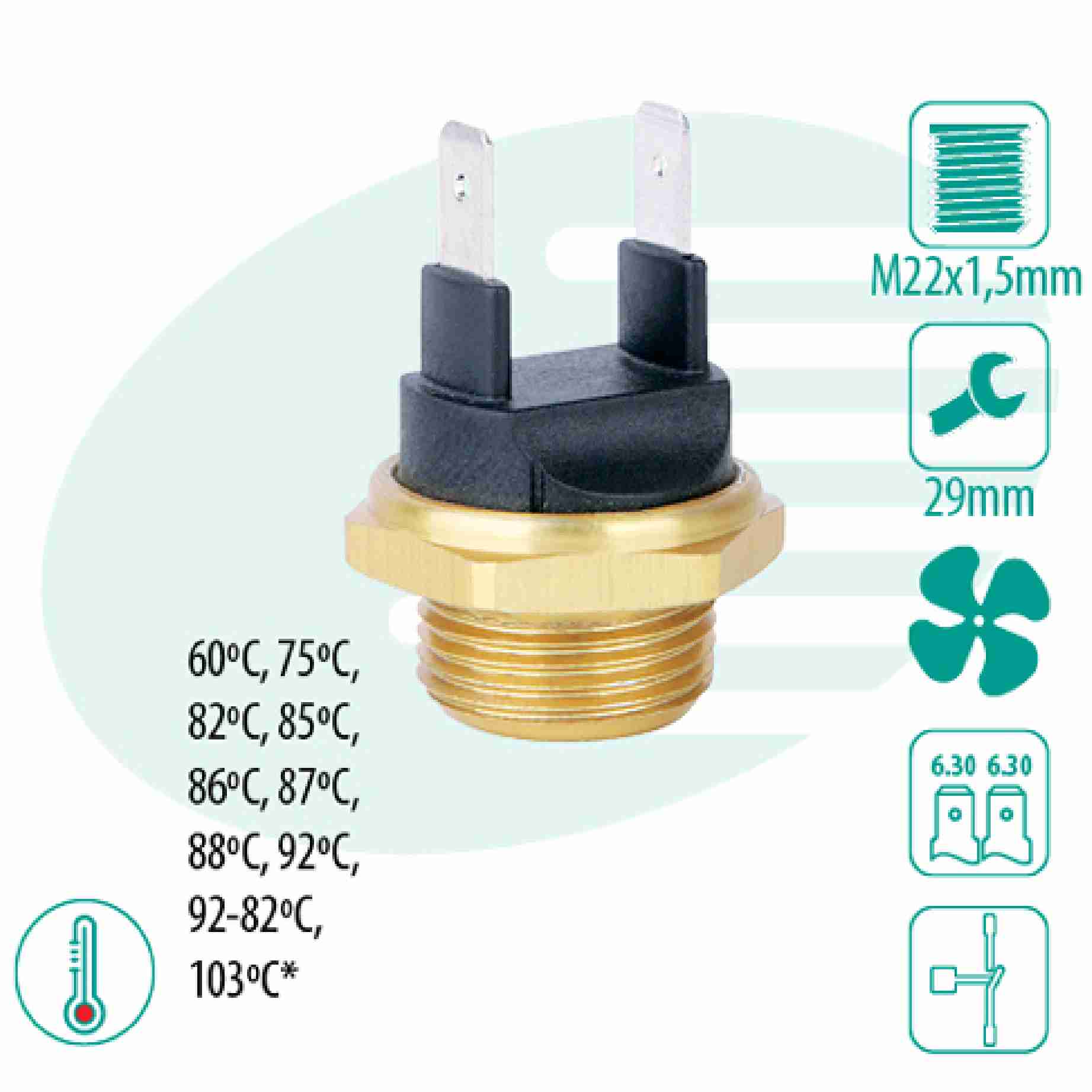 Encontraproduto.com.br - SENSOR TEMPERATURA RADIADOR (CEBOLÃO)  UNIV MEDIO 86 (40586) - IG301.0405-86