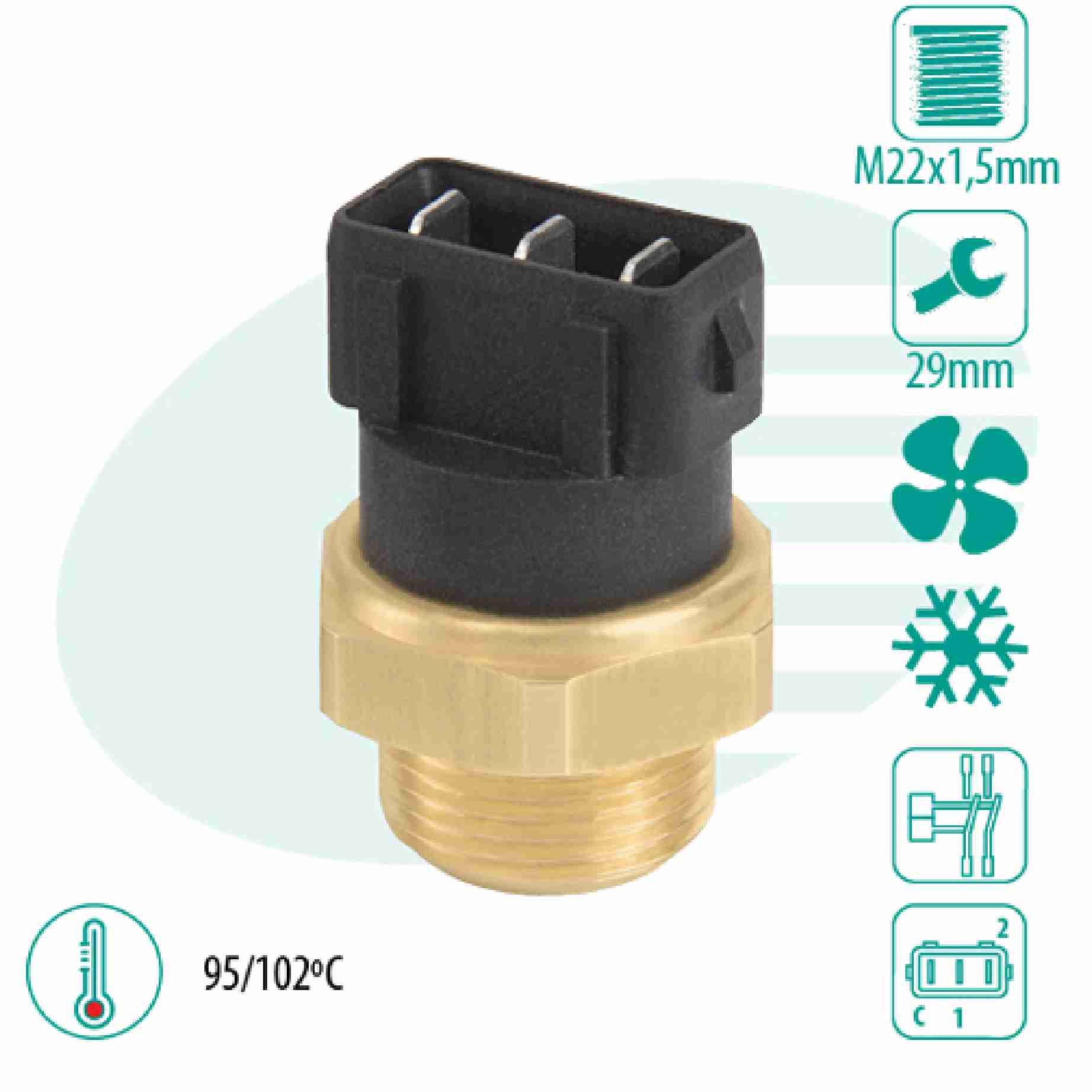 Encontraproduto.com.br - SENSOR TEMPERATURA RADIADOR (CEBOLÃO)  GOL (75795/102) 3TERM - IG301.0457-95/102