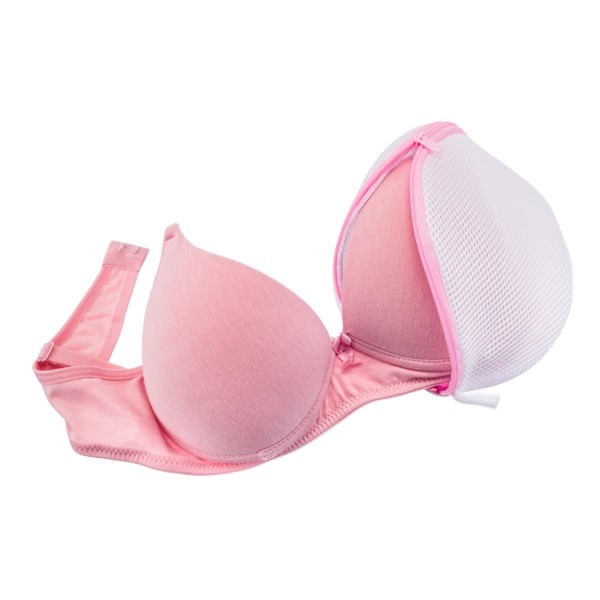 Encontraproduto.com.br - Saco para Lavar Roupa Delicada Sutiã Branco/Rosa Log Ordene