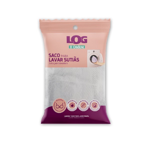 Encontraproduto.com.br - Saco para Lavar Roupa Delicada Sutiã Branco/Rosa Log Ordene