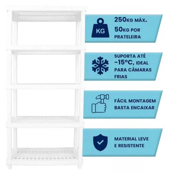 Encontraproduto.com.br - Estante Plástica Profissional com 5 Prateleiras Branca Vig Ordene