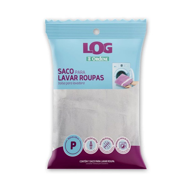 Encontraproduto.com.br - Saco para Lavar Roupa Delicada Pequeno Branco/Rosa Log Ordene