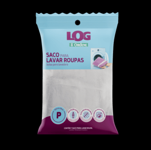 Saco para Lavar Roupa Delicada Pequeno Branco/Rosa Log Ordene