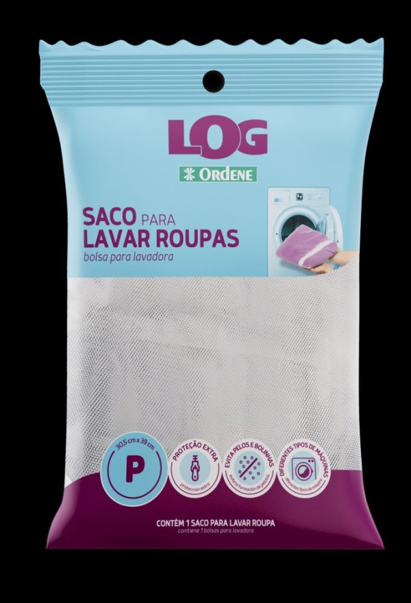 Encontraproduto.com.br - Saco para Lavar Roupa Delicada Pequeno Branco/Rosa Log Ordene