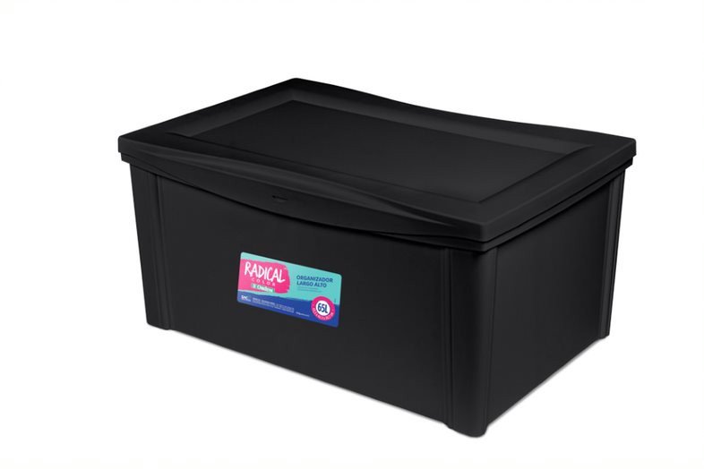 Caixa Organizadora Plástica Alta Preta 65L Radical Color Ordene