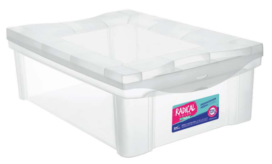 Caixa Organizadora Plástica Cristal 13,5L Ordene