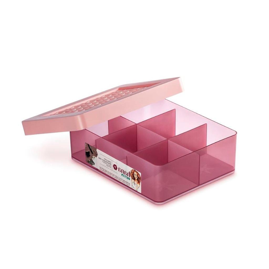 Encontraproduto.com.br - Organizador Pequeno com Divisória para Joias  e Tampa Hana Rosa - Ordene