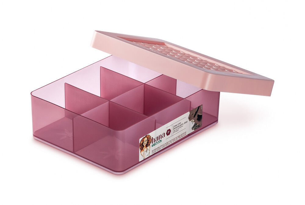Encontraproduto.com.br - Organizador Pequeno com Divisória para Joias  e Tampa Hana Rosa - Ordene