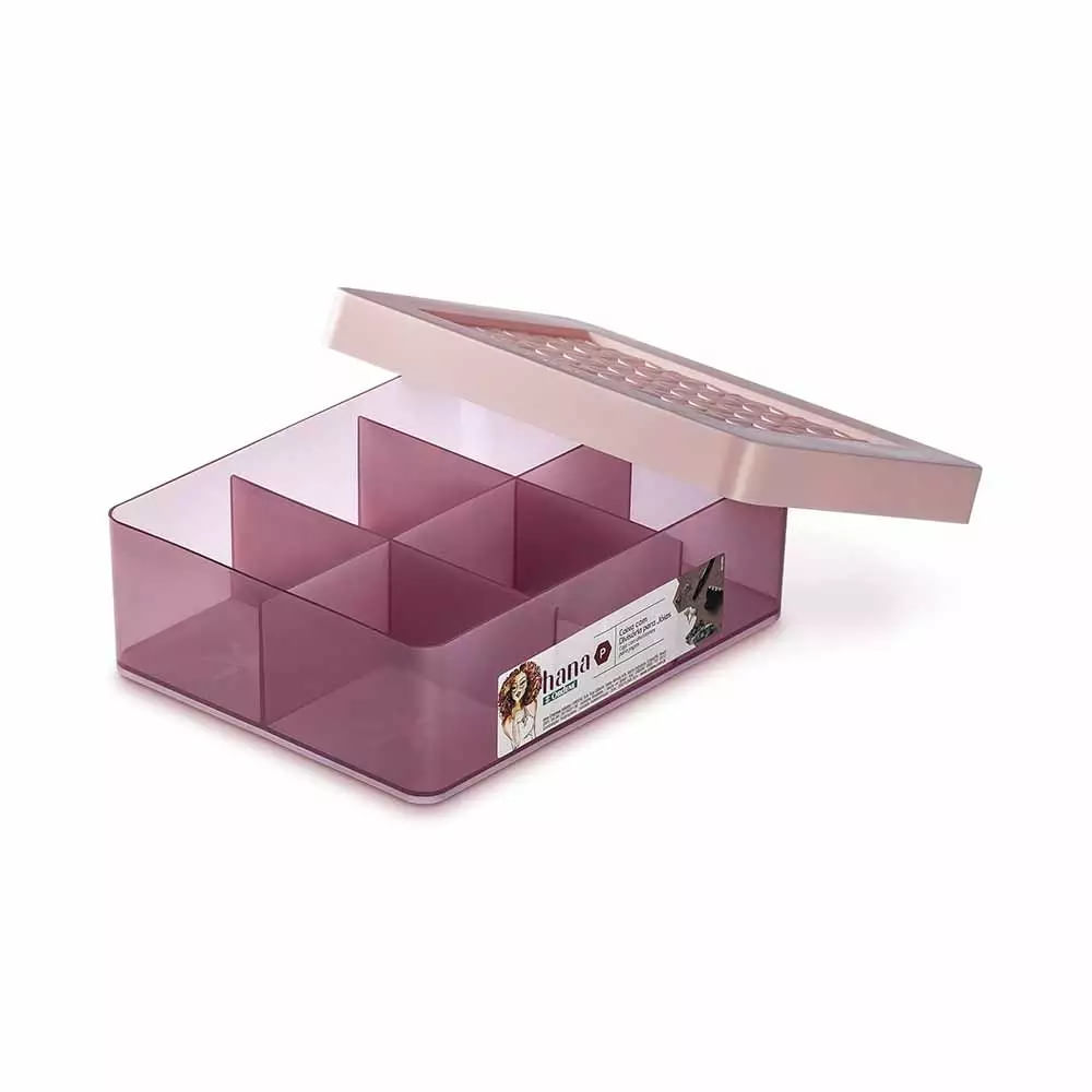 Encontraproduto.com.br - Organizador Pequeno com Divisória para Joias  e Tampa Hana Rosa - Ordene