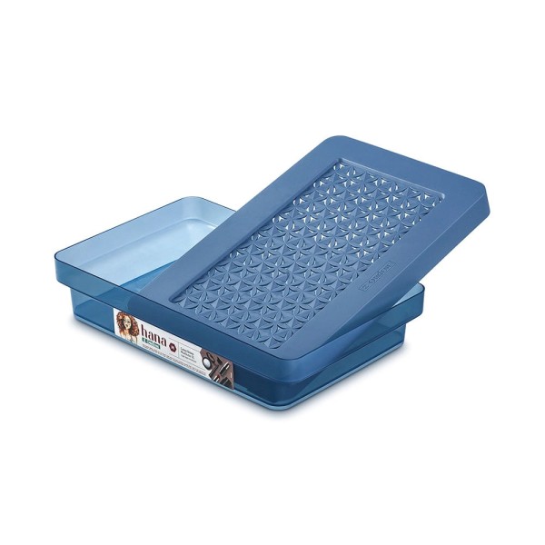 Encontraproduto.com.br - Caixa Baixa Multiuso M 3L Com Tampa Azul - Ordene