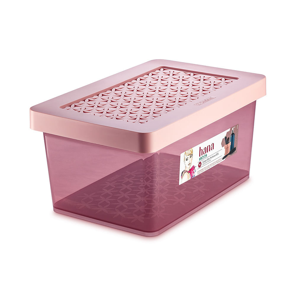 Organizador Plástico Multiuso Alto Rosé 8,5L Hana Ordene