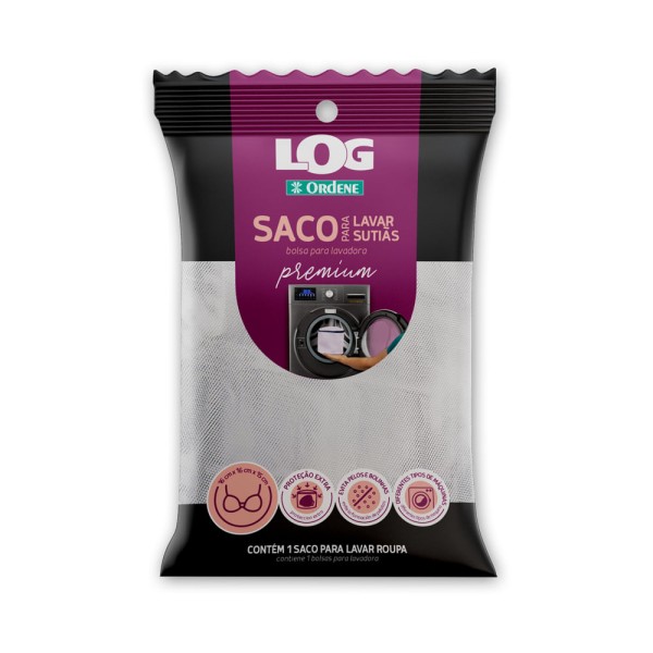 Saco para Lavar Roupa Delicada Sutiã Premium Branco/Azul Log Ordene